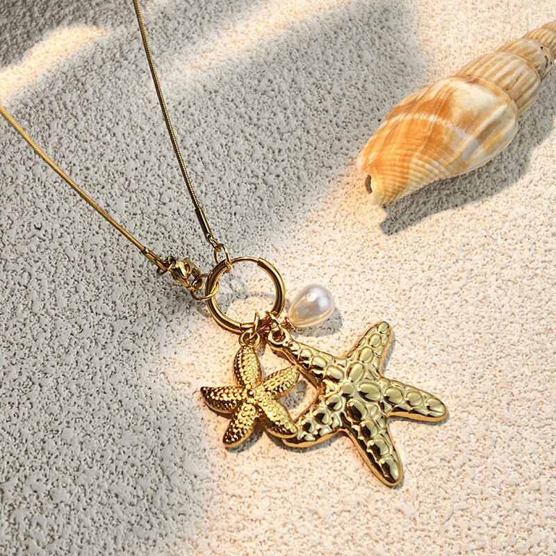 Starfish Stainless Steel Waterproof Gold Color Pendant Necklaces Picture3