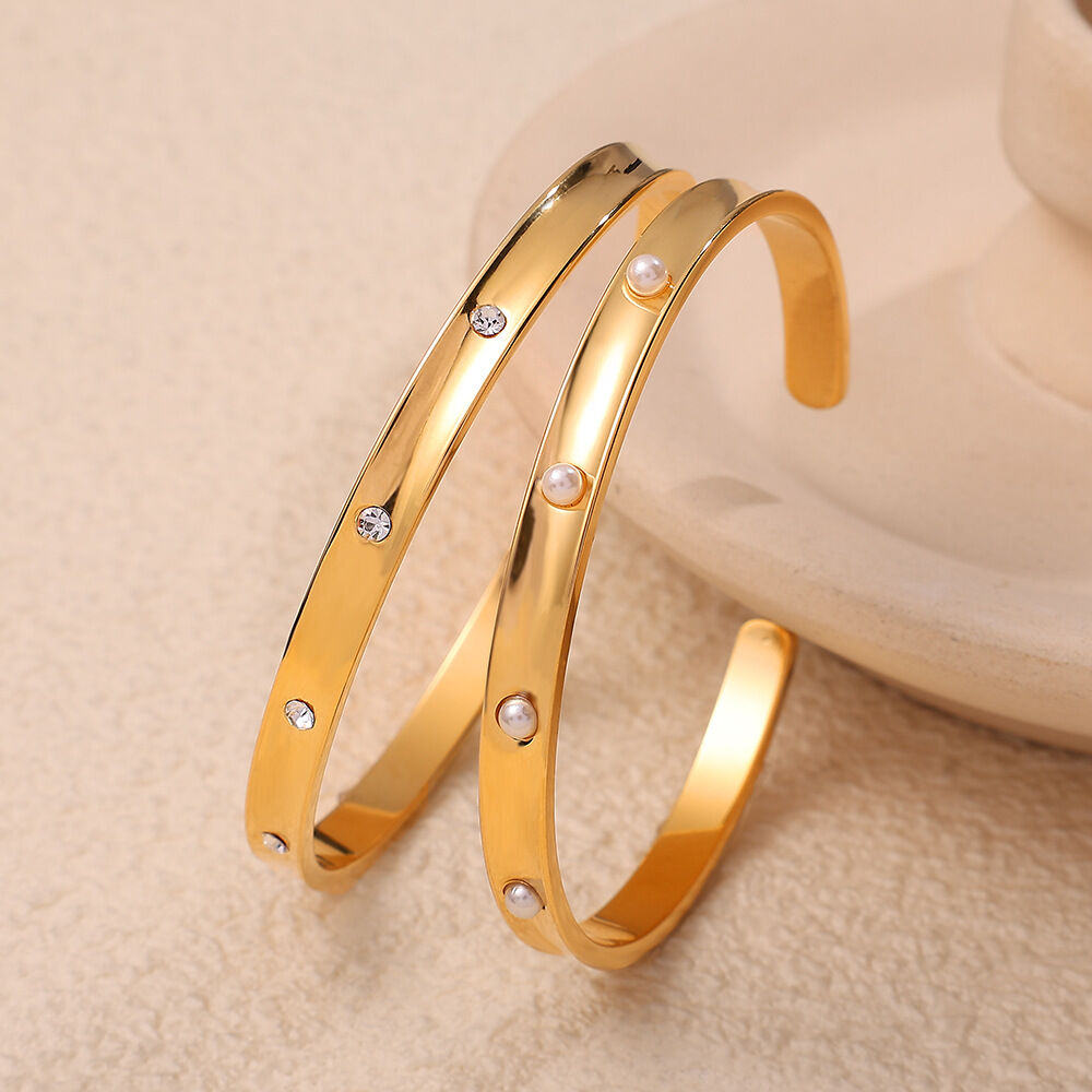 Stainless Steel Waterproof Gold Color Cuff Bracelets