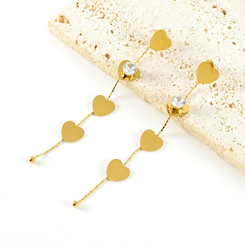 Tassel Stainless Steel Waterproof Gold Color Dangle Earrings Picture4