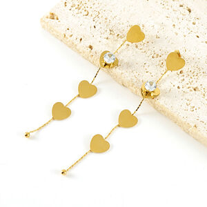 Tassel Stainless Steel Waterproof Gold Color Dangle Earrings h5 Picture4