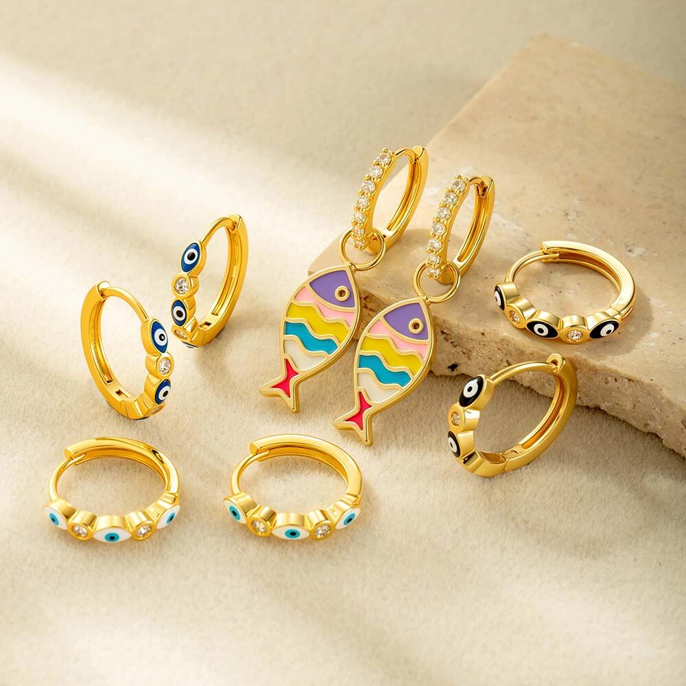 1 Piece Fish Copper Gold Color Hoop Earrings