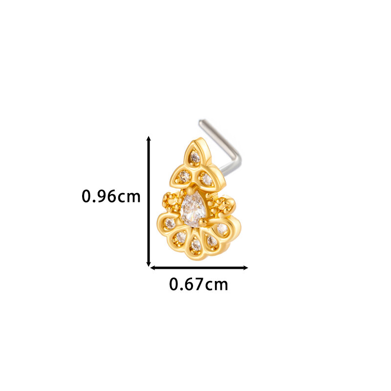 1 Piece Copper Gold Color Zircon Nose Stud Picture2