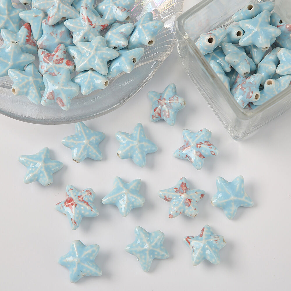1 Piece Starfish Ceramics DIY Jewelry Bead 2