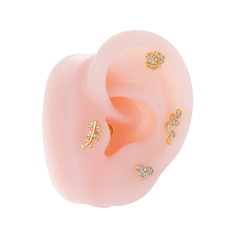 1 pezzo di orecchini da donna con zirconi color rame e cuore, serie semplice, per tutti i giorni h5 Immagine4