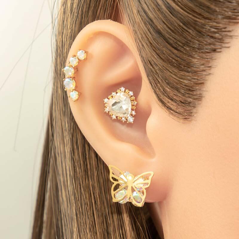 1 Stück Simple Series Simple Heart Kupfer Gold Farbe Zirkon Damen Piercings Ohrringe 2