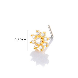1 Piece Flower Copper Gold Color Zircon Women's Nose Stud h5 Picture2
