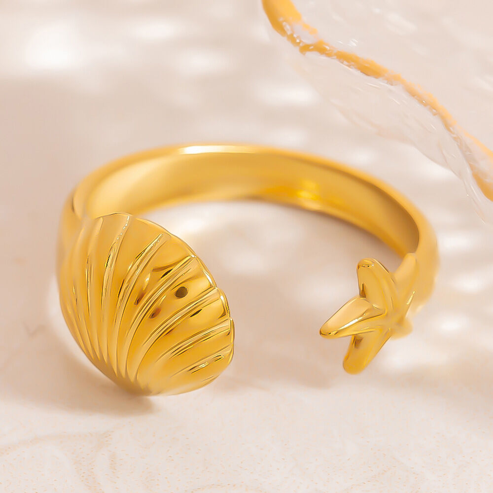 Simple Series Casual Turtle Edelstahl wasserdichte Statement-Ringe in Goldfarbe Bild4