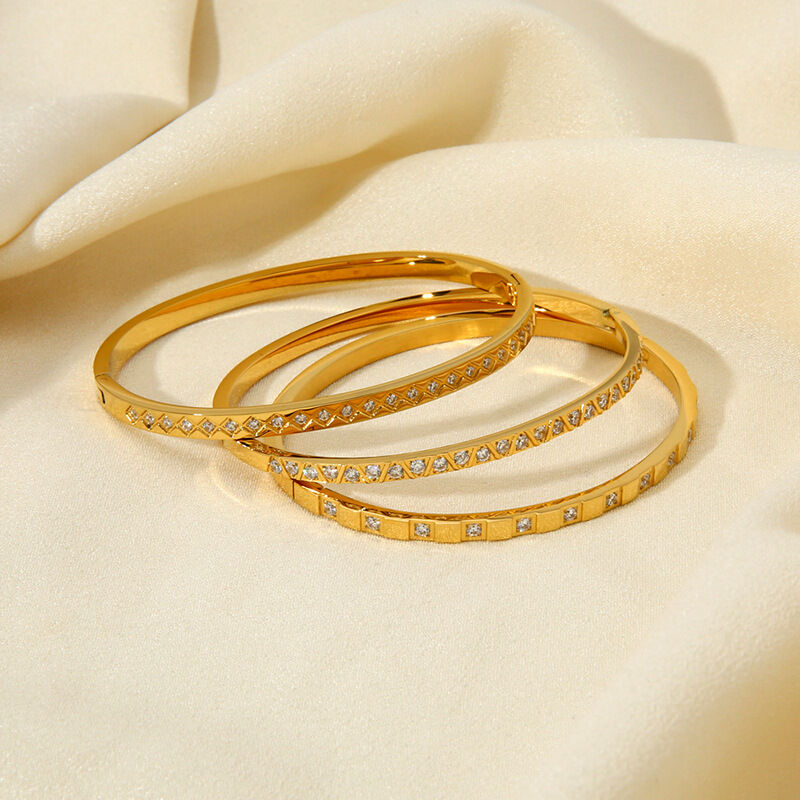 Pulseras de acero inoxidable para mujer, resistentes al agua, con diseño geométrico dorado, de la serie Simple Daily 2