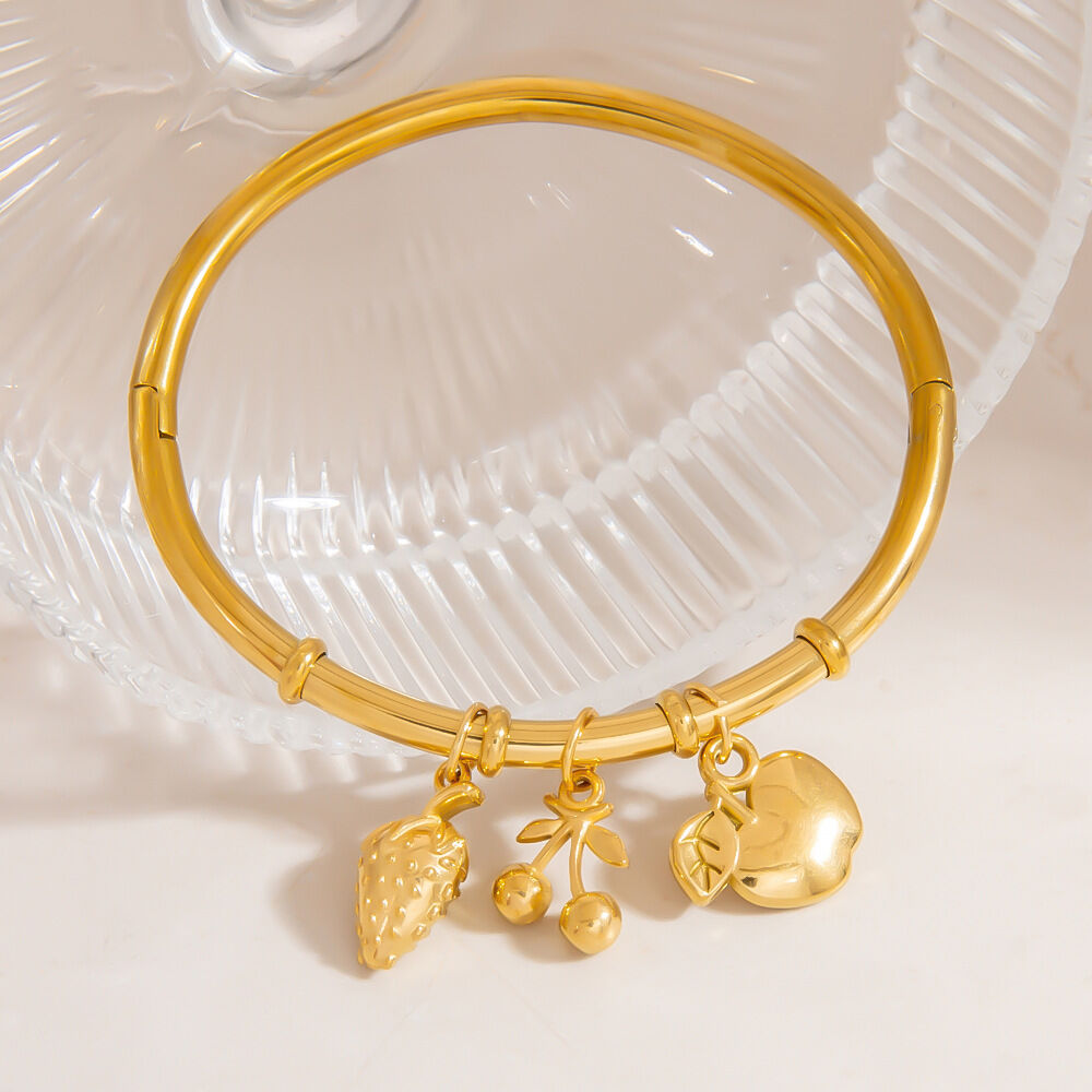 Niedliche, fruchtige Armbänder aus wasserdichtem Edelstahl in Goldfarbe für Damen h5 Bild5