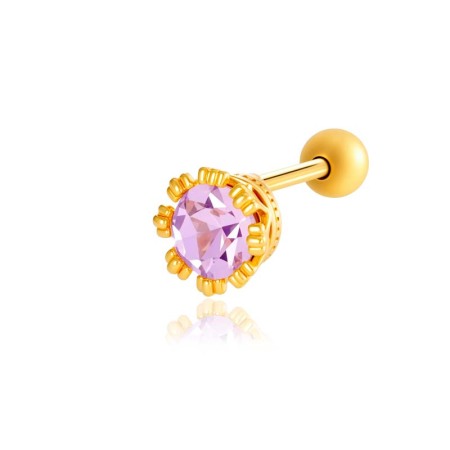 1 Piece Simple Series Simple Heart Copper   Gold Color  Zircon Women's Piercings Earrings