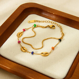 Modische, farbenfrohe, wasserdichte Damenarmbänder aus Edelstahl mit Muschelmuster h5 Bild4