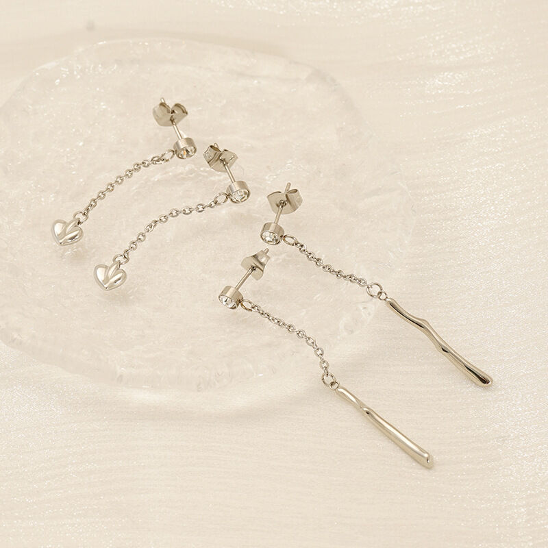 Classic Heart Stainless Steel Waterproof Gold Color Dangle Earrings Picture5