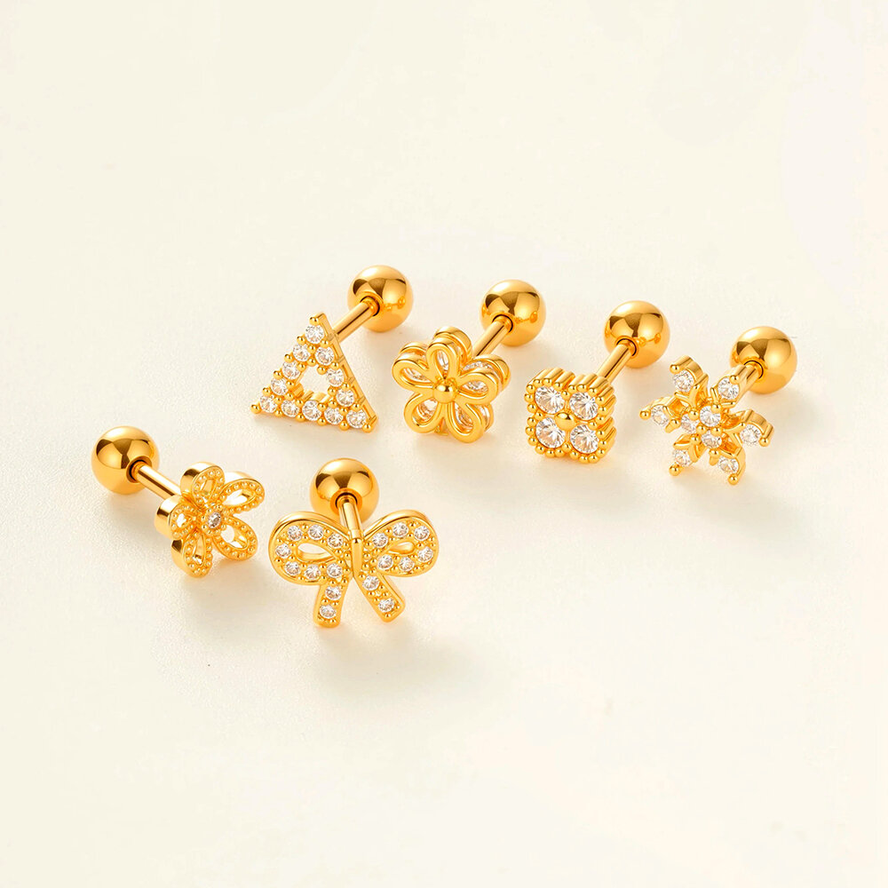 Blume Kupfer Zirkon Piercings Ohrringe