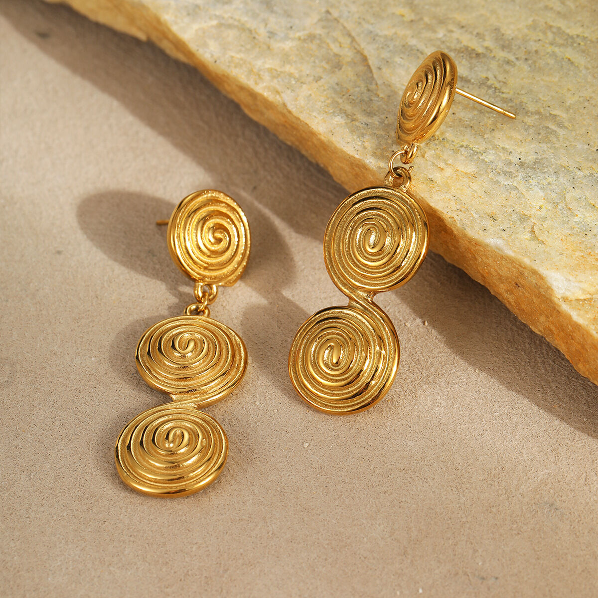 1 Pair Simple Series Daily Geometric Stainless Steel Waterproof   Gold Color  Women's Dangle Earrings 2
