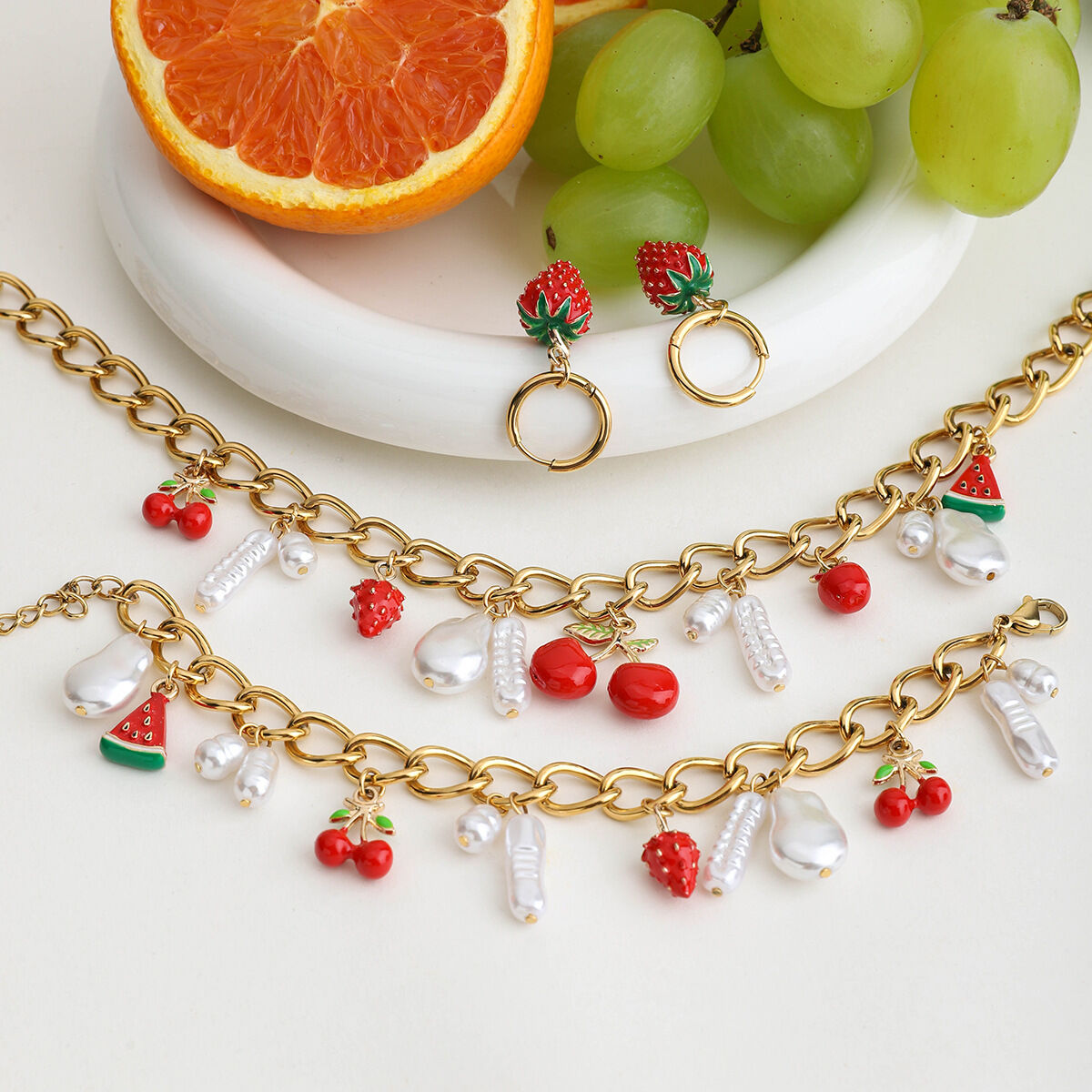 Sweet Fruit Gold Color Pendant Necklaces 2