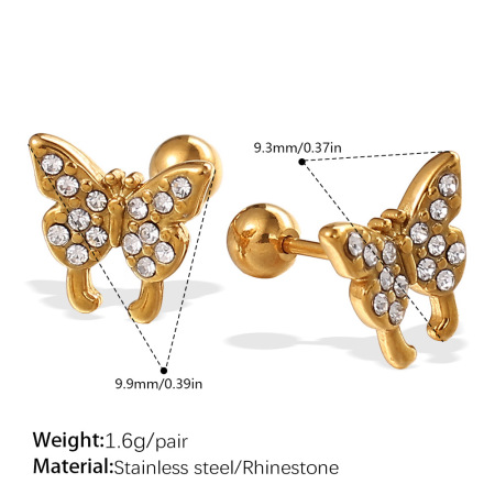 Animal Stainless Steel Waterproof Gold Color Piercings Earrings