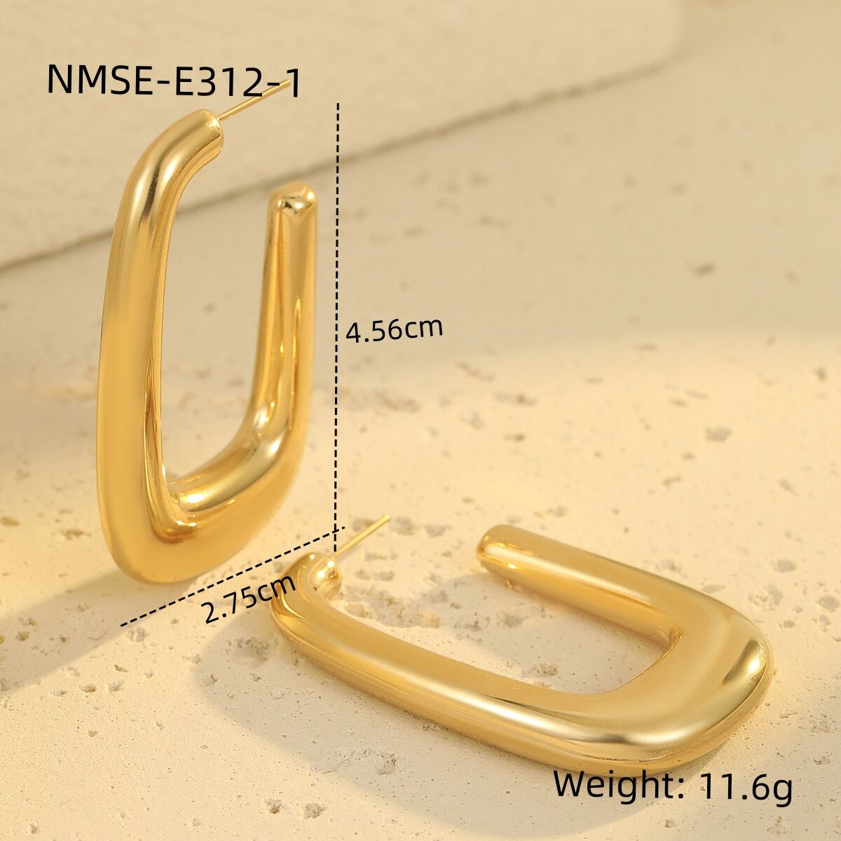 NMSE-E312-1 Orecchini ad angolo retto in oro Immagine3