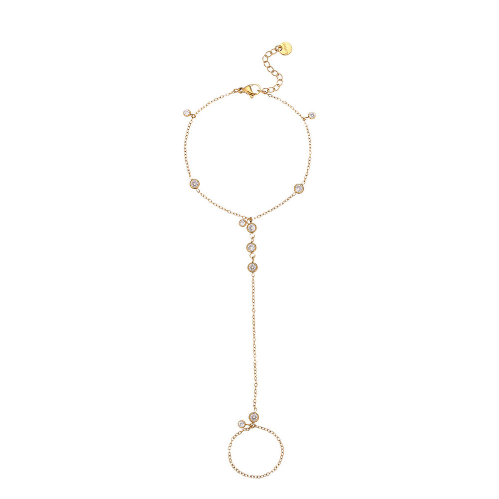 1 paar eenvoudige, elegante, waterdichte, goudkleurige schakelarmbanden van roestvrij staal voor dames. h5Afbeelding5