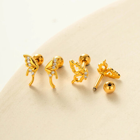 Pendientes de aro con circonitas color cobre y dorado 2