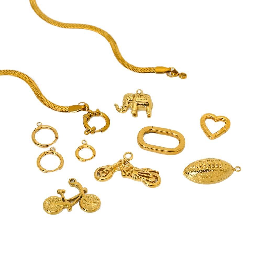 1 Pair Classic Series Punk Animal Stainless Steel Waterproof   Gold Color  Unisex Pendants 2