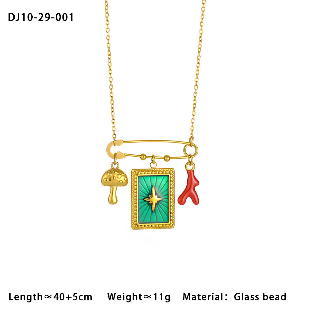 Bezaubernde, mehrfarbige, wasserfeste Damen-Anhänger-Halsketten aus Edelstahl in Goldfarbe Bild2