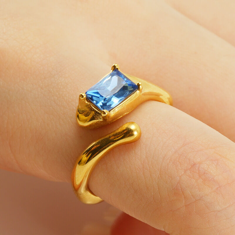 Stainless Steel Waterproof Gold Color Gemstone Rings h5 Picture4
