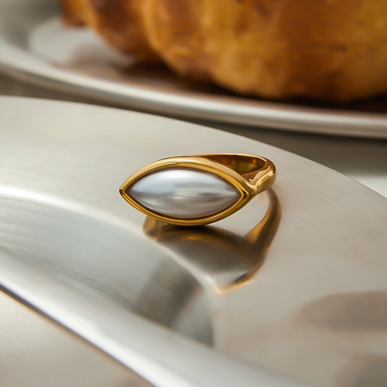 Stainless Steel Waterproof Gold Color Statement Rings h5 Picture2