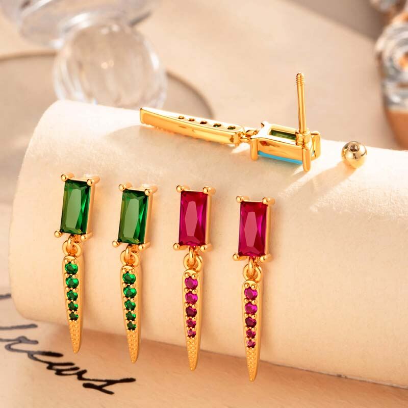 Copper Gold Color  Zircon Piercings Earrings 2