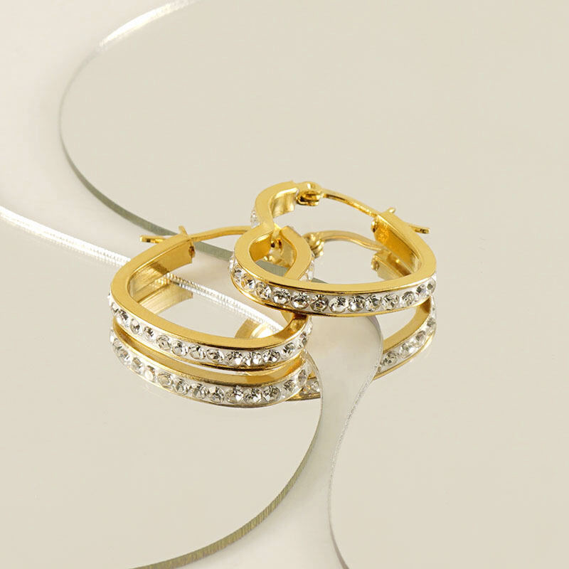 Heart Stainless Steel Waterproof Gold Color Hoop Earrings Picture3
