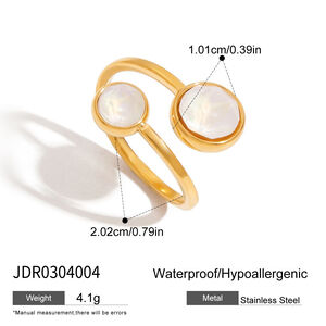 Simple Stainless Steel Waterproof Gold Color Gemstone Rings h5 Picture2