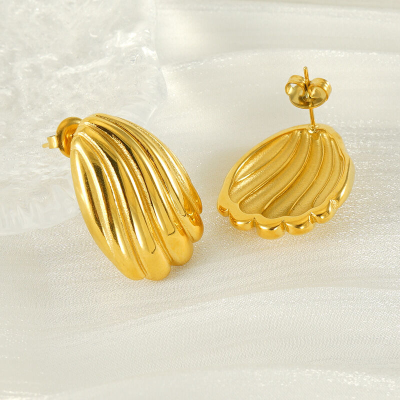 Shell Stainless Steel Waterproof Gold Color Stud Earrings Picture4