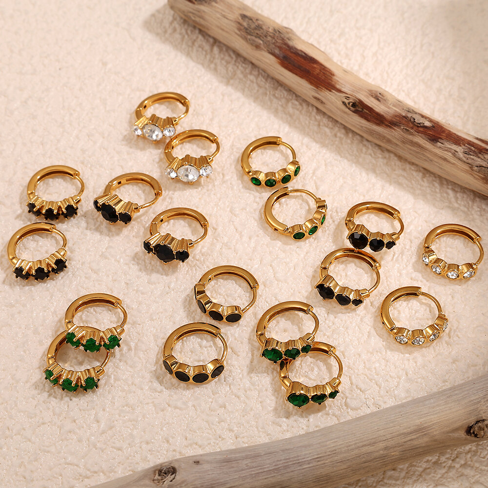 Stainless Steel Waterproof Gold Color Hoop Earrings Picture2