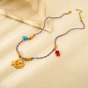 1 paio di collane con ciondolo da donna in acciaio inossidabile color oro, a forma di tartaruga bohémien, serie classica h5 Immagine2