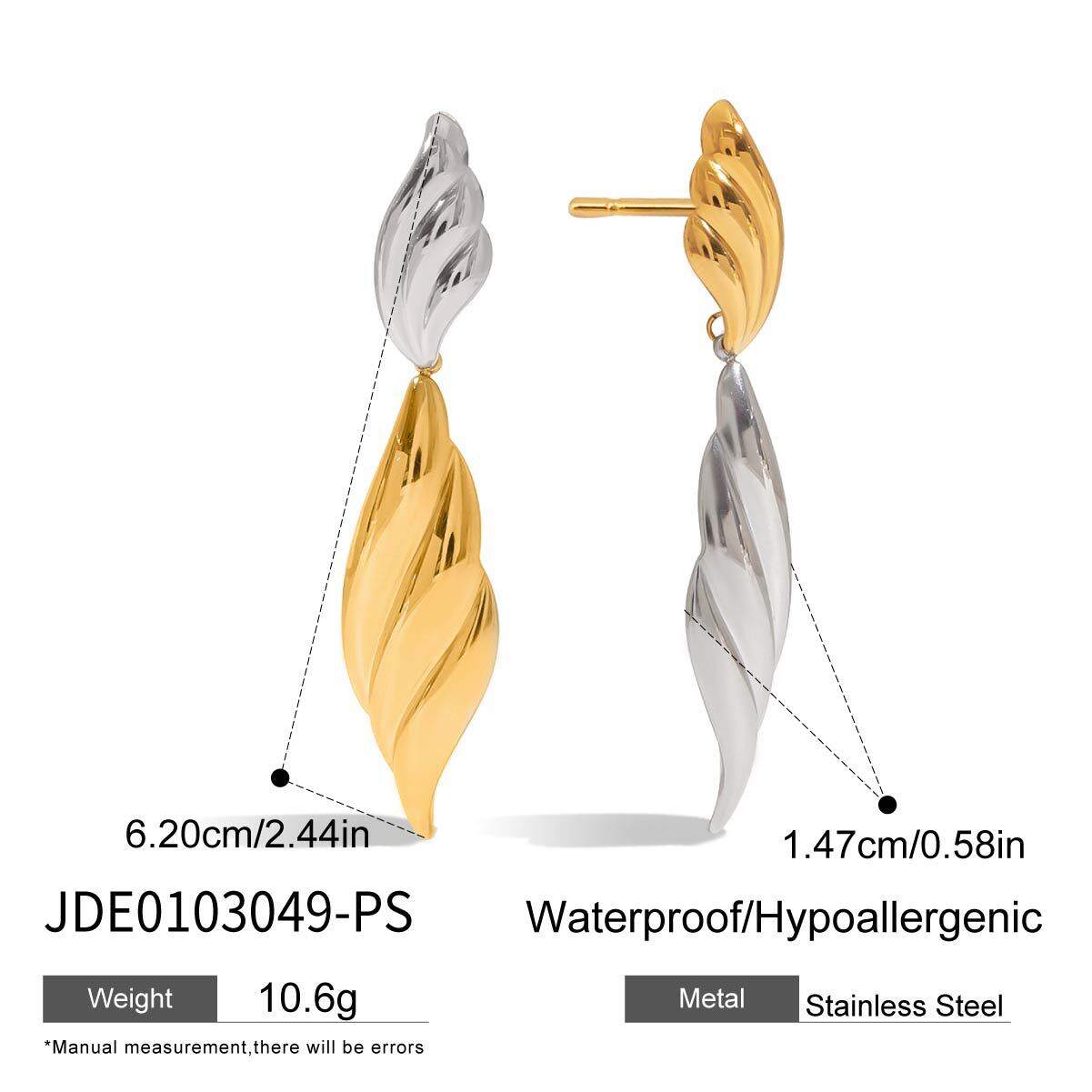 Stainless Steel Waterproof Mixed Color Drop Earrings Picture2