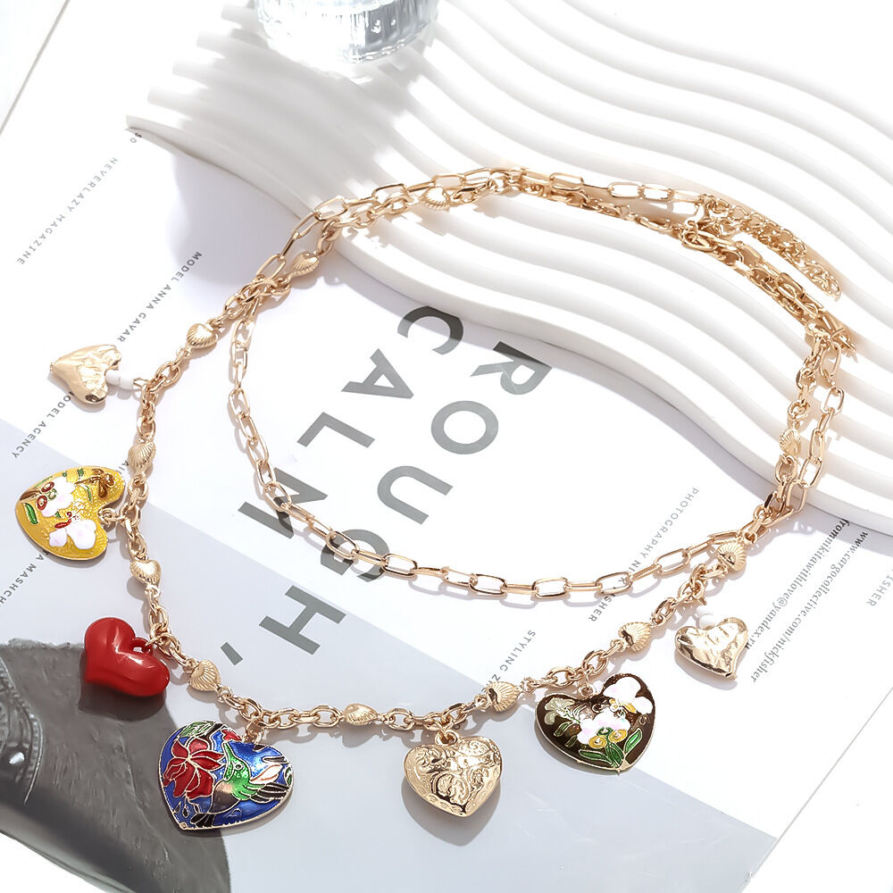Retro Heart Alloy Layered Necklaces 2