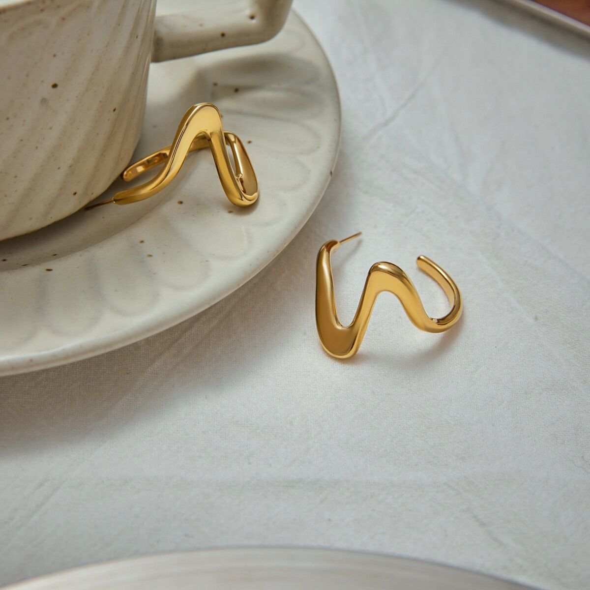 Simple Stainless Steel Waterproof Gold Color  Drop Earrings h5 Picture6