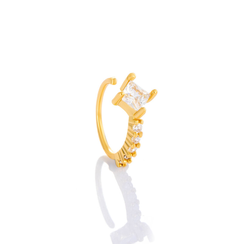 1 Stück quadratischer Nasenstecker aus Kupfer und Gold mit Zirkonia für Damen h5 
