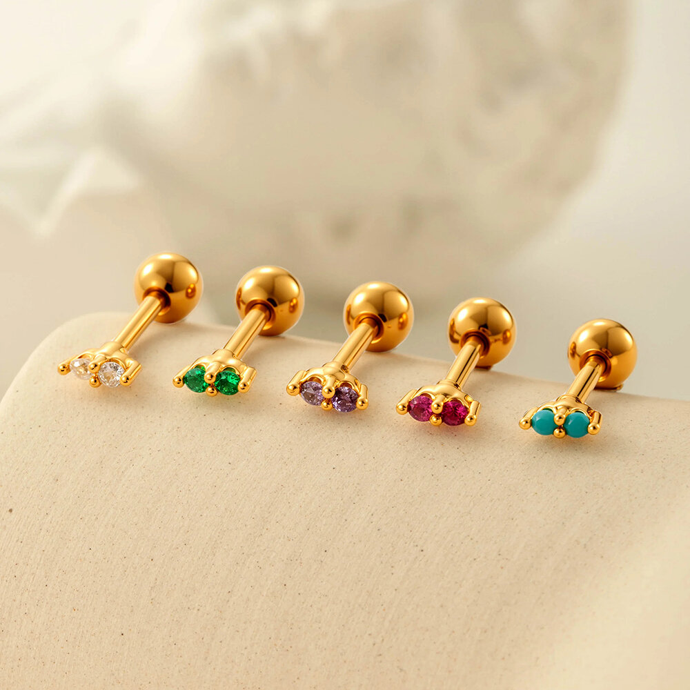 Copper Gold Color  Zircon Piercings Earrings