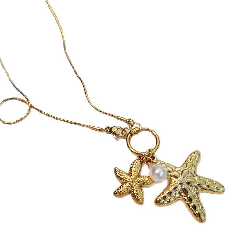 Starfish Stainless Steel Waterproof Gold Color Pendant Necklaces h5 