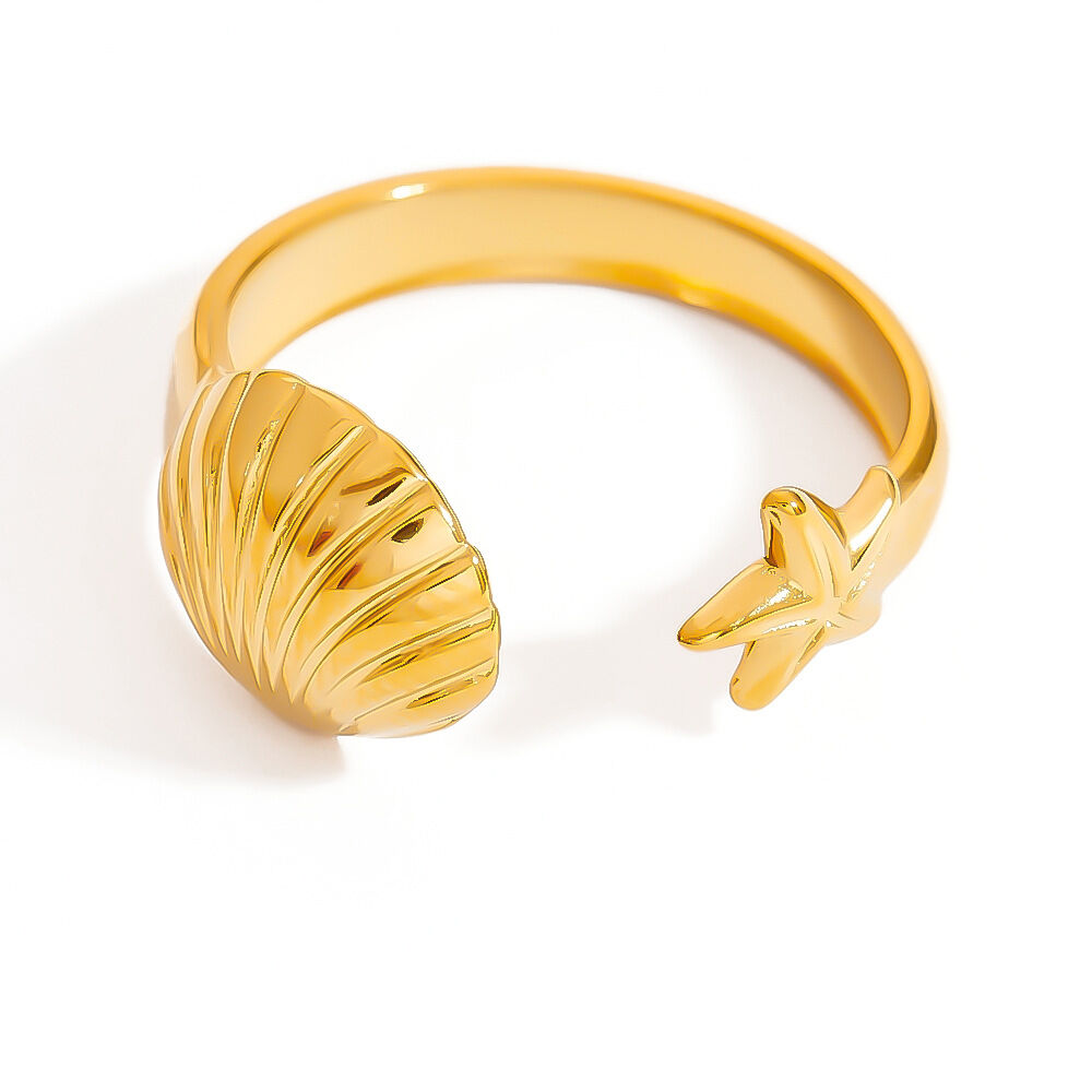 Simple Series Casual Turtle Edelstahl wasserdichte Statement-Ringe in Goldfarbe Bild6