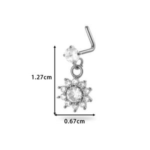 1 Piece Simple Series Simple Cross Copper Gold Color Zircon Women's Nose Stud h5 Picture2