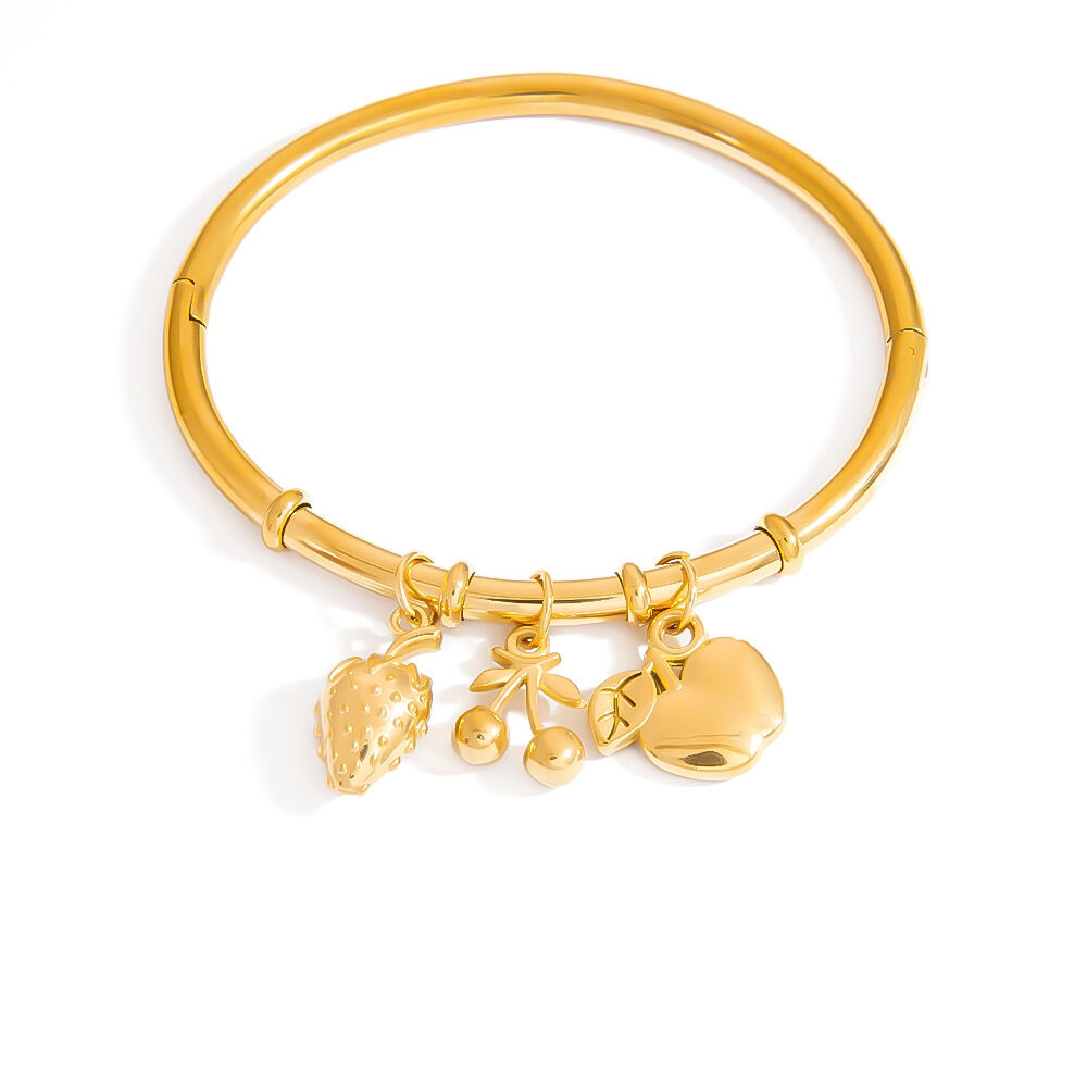 Niedliche, fruchtige Armbänder aus wasserdichtem Edelstahl in Goldfarbe für Damen h5 Bild6