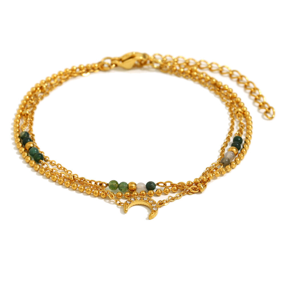 Simple Series Retro Moon Edelstahl Wasserdichte Damen-Kettenarmbänder h5 