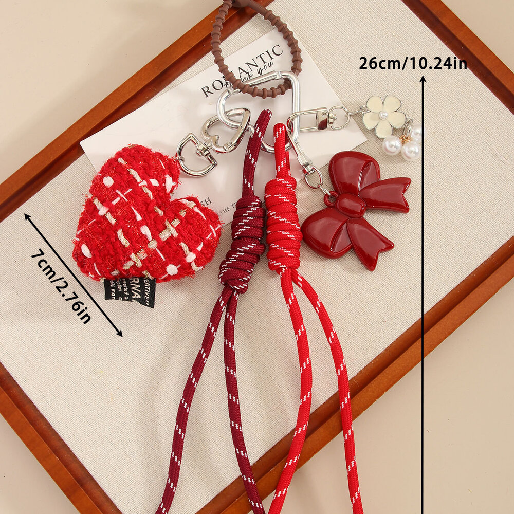 1 Piece Stylish Fabric Girlish Heart - shaped Bow - knot Bag Charms Picture7