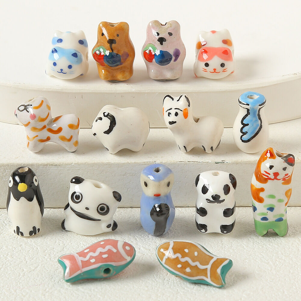 1 Piece Cute Animal Ceramics DIY Jewelry Bead