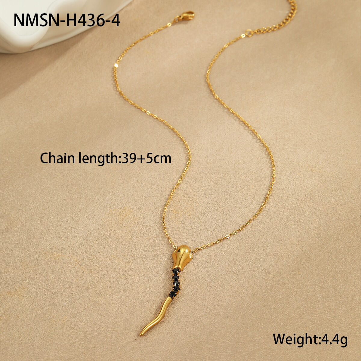 NMSN-H436-4 Collana con serpente nero Immagine8