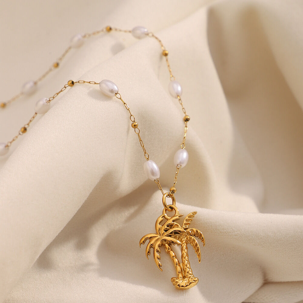 Simple Series Vacation Plant Stainless Steel Waterproof Women's Pendant Necklaces