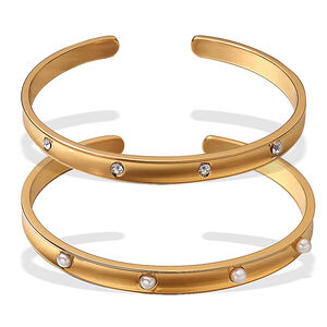 Stainless Steel Waterproof Gold Color Cuff Bracelets h5 Picture5