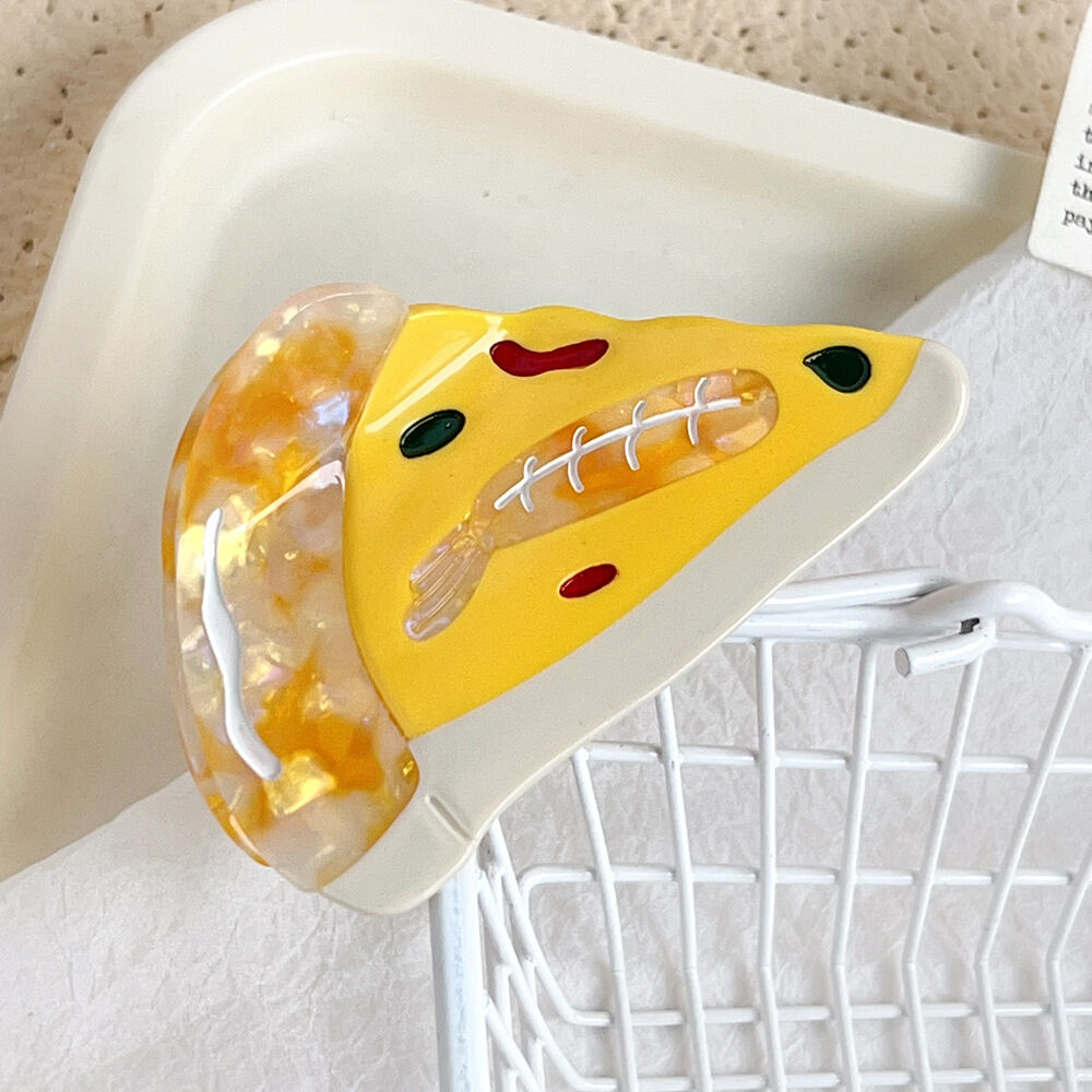 1 pezzo di fermaglio per capelli geometrico in acetato a forma di hamburger, divertente e carino, da donna h5 