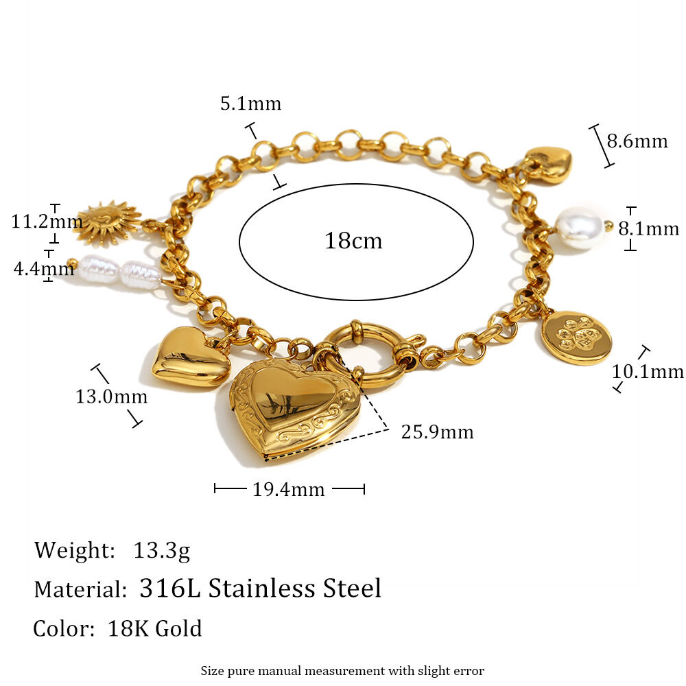 1 Piece Classic Series Daily Heart Stainless Steel Waterproof Women's Charm Bracelets h5Picture2